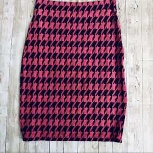 Wolford Velvet Houndstooth Skirt Pink & Black Sm
